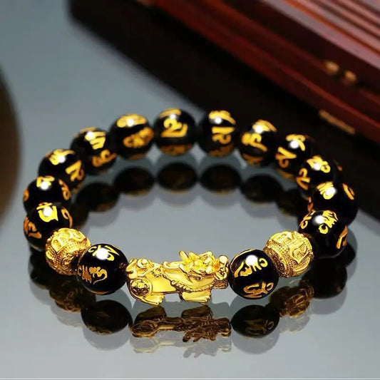 Feng Shui Men's Lucky Prayer Beads Bracelet 
Wealth and Good Luck