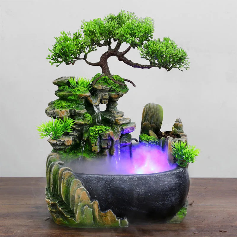 Feng Shui Flowing Water Waterfall Fountain With Colour Changing LED Lights