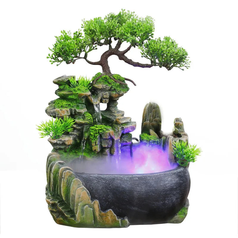 Feng Shui Flowing Water Waterfall Fountain With Colour Changing LED Lights